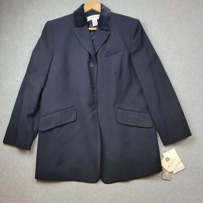 Chaqueta de Colección Jones New York para Mujer 14 W Azul Marino Cuello Terciopelo 3 Botones Nueva $242 Foto 1 de 4