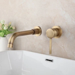 2PCS Bathroom Faucet Antique Brass Single Handle&Hole Basin Mixer Wall Mount Tap - Bild 1 von 10