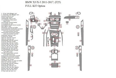 JUEGO KIT MOLDURAS TABLERO MADERA INTERIOR BMW X3 X 3 F25 2011 2012 2013 2014 2015 2016 Foto 1 de 4