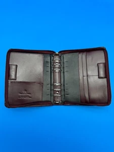 Franklin Covey Compact Planner Genuine Leather 6-Ring Binder Zipper Close Maroon - Picture 1 of 6