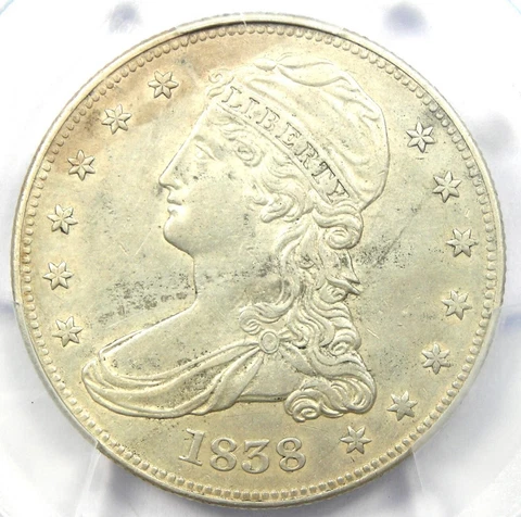 1838 Capped Bust Half Dollar 50C - Certified PCGS AU Details - Rare Coin! Cover