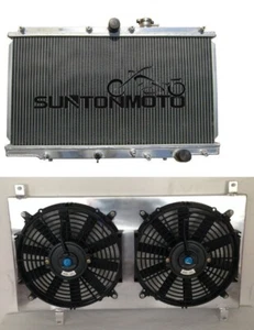 Radiador de aluminio para 97-01 Honda Prelude/94-97 Honda Accord L4 + cubierta y ventiladores - Imagen 1 de 2