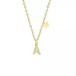 Crystal Bling Initial Necklace for Women Girls 14K Gold Plated Letter A-Z Neckla - Picture 1 of 6