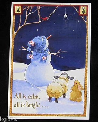 Leanin Tree Christmas Greeting Card Snowman Animals Snow Multi Color C13 - Image 1 of 2