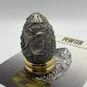 Franklin Mint PEWTER Rabbit Easter Egg with Stand + COA Treasury of Eggs 1988 2" - Picture 1 of 9