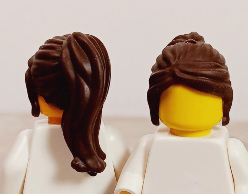 NUEVO LEGO Friends Cabello Largo Marrón Cola de Caballo Extremo Abatible Perry Largo Bangs Agujero de Goma Foto 1 de 1