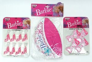NOS Vtg 1990 BARBIE Birthday Party Favors Tiaras Earrings Toy Lot Mattel Reed