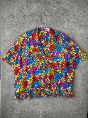 Blusa Top Bechamel Mujer 1X Multicolor Floral Abotonada Manga Corta Foto 1 de 4