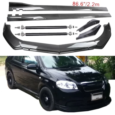 Carbon Fiber Front Bumper Lip Spoiler & Side Skirt For Chevrolet Aveo Foto 1 de 4