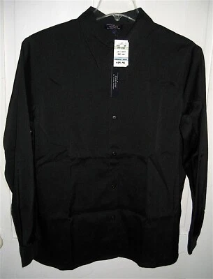 NUEVO CON ETIQUETAS Tommy Hilfiger Blusa Elástica Camisa Negra Botón Ventilación Frontal Dobladillo Talla 11 Foto 1 de 4