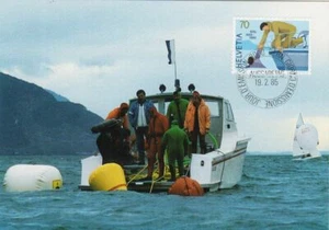 Lake Rescue System Helvetia Switzerland Boat Mint FDC Maxi Card 1985 - Picture 1 of 1
