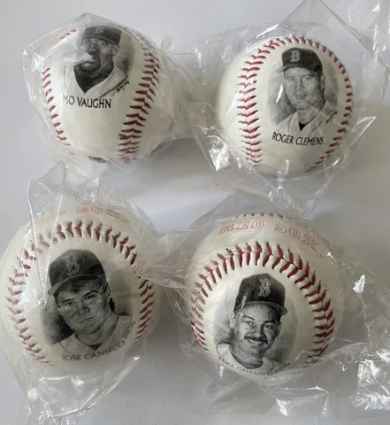 1996 Burger King Boston RED SOX SET of 4 baseball balls Roger Clemens No Vaughn Cover