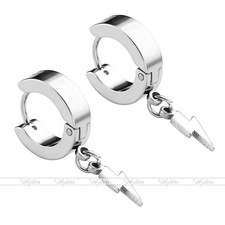 Men Steel Ear Cartilage Helix Hoop Dangle Lightning Huggie Earring Piercing Us