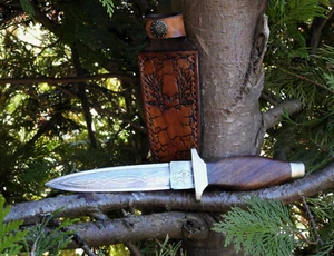 Messer Dolch Dagger mit Lederscheide (4) Ritualdolch - Handarbeit Drache Dragon - Bild 1 von 4