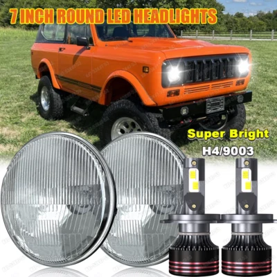 Faróis de LED redondos 2x 7" polegadas para International Harvester Scout II 1973-1980 - Imagem 1 de 4