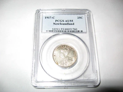 1917-C  Newfoundland NFLD 25 Cents Silver Coin  PCGS AU55 - Image 1 of 4