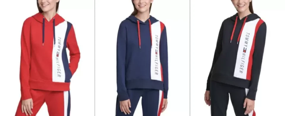 New Tommy Hilfiger Womens Sport Colorblocked Graphic Hoodie Choose Size & Color - Image 1 of 1