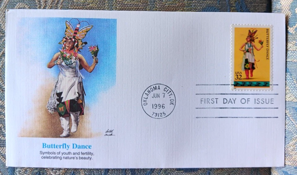 BUTTERFLY DANCE AMERICAN INDIAN DANCE  FLEETWOOD CACHET 1996 FDC VF UNADDRESSED - Image 1 of 1