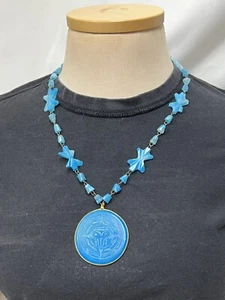 Necklace Blue Agate 26” L - Picture 1 of 3