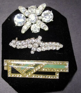 Vintage MCM Pin Lot Art Deco Rhinestone Silver Combo Estate Fresh Dressy Dealer - Picture 1 of 8