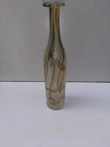 Vintage 1970s Tall Handblown Glass Bottle Vase Signed Mdina Malta - Picture 1 of 5