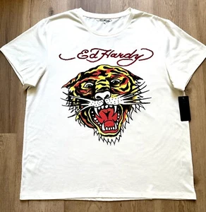 Ed Hardly Tiger White Men’s -Shirt Size XL Cotton Blend - Picture 1 of 4