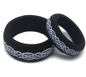 8mm Men & Ladies Wedding Matching Band Celtic Knot Rubber Silicone Ring Set - Picture 1 of 1