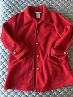 Vintage Blair Red Fleece Coat size Med 80s Raglan Sleeve Fleece  Feel Jacket - Image 1 of 4