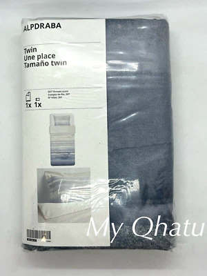 Ikea ALPDRABA Twin Duvet cover + pillowcase Blue/Stripe Bed Set New - Image 1 of 4