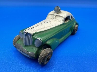 Barclay Radio Police Car VTG 1930s Slush Cast 2 Tone Green & Cream Rubber Wheels - Image 1 of 4