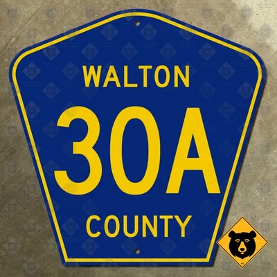 Florida Walton County Road 30A señal de ruta de carretera 18x18 1977 Foto 1 de 2