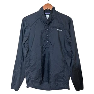 Patagonia Houdini Pullover Mens S Black Featherweight Snap Windbreaker Jacket - Picture 1 of 9