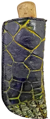 Funda de cuero Buck 110 piel de cocodrilo estuche hecho a mano 6265 cuchillo negro caimán Foto 1 de 4