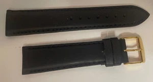 Time Fashions 20mm Black Leather Padded Stitched Gaucho WatchBand Watch Band - Picture 1 of 6