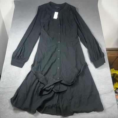 Vestido Banana Republic Mujer XXL Alto Verde Oscuro Botón Corbata Cintura Manga Larga Foto 1 de 4