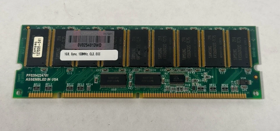 Compaq 127008-041 1GB SYNC 133Mhz PC133 CL3 ECC DIMM Ram Server Memory Module - Image 1 of 4