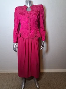 NAH NAH Collection WOMEN'S Hot Pink LACE JACKET & SKIRT LINED 10 - Afbeelding 1 van 11