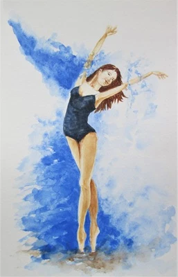 "Dancing Girl" original watercolour painting signed - Image 1 of 4