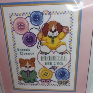 Janlynn Kit punto croce contato annuncio nascita carino come bottone 11" x 14" - Foto 1 di 3