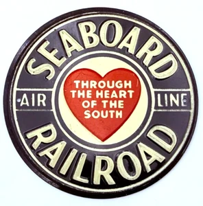 Letrero de hojalata vintage de ferrocarril de postes de cereales de los años 50 - ferrocarril de costa - 3" - Imagen 1 de 2