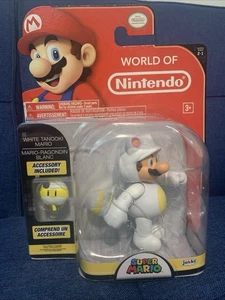 White Tanooki Mario 4" Figur Jakks Pacific World of Nintendo Series 2-1 - Bild 1 von 10
