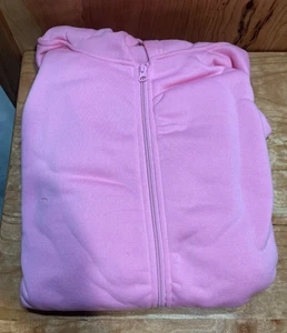 4XL Pink  Zip Hoodie Sweatshirt Men’s Full Zip Hooded Jacket Plus Size - Picture 1 of 5