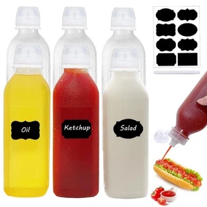 Condiment Squeeze Bottles,6 Pack Squeeze Bottles for Sauces, Ketchup Salad Dr... - Picture 1 of 6