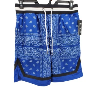 Dogg Supply by Snoop Dogg Medium Basketball Short Blue Paisley Bandana Lined New - Picture 1 of 8