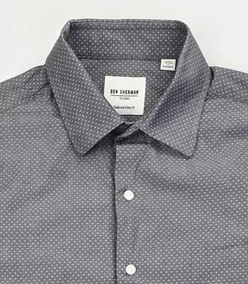 Ben Sherman A Medida Calce Ajustado Talla 15.5 34-35 Para Hombres Gris Carbón Blanco Patrón Foto 1 de 4