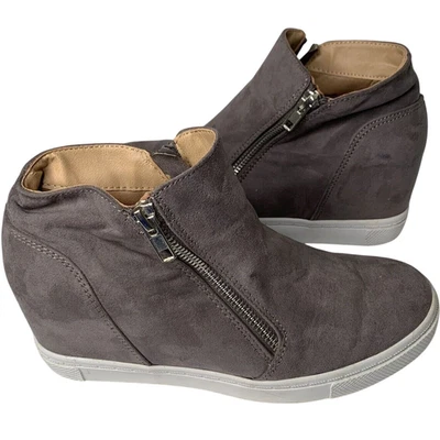 Botines de gamuza Brash para mujer talla 7,5 gris cuña zapatilla con cremallera  Foto 1 de 4