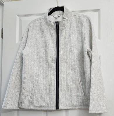 Chaqueta para mujer Coral Bay grande cremallera completa blanca y gris negra detalles deportiva usada en excelente estado Foto 1 de 4
