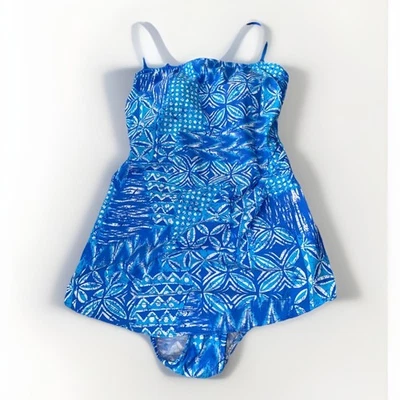 Traje de baño Orvis de una pieza vintage para mujer talla 8 azul y blanco Foto 1 de 4