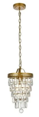 Crystal Pendant Brass Color Light Fixture Kitchen Island or Dining Room Lighting - Image 1 of 4