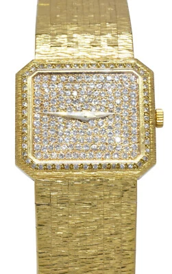 Reloj Piaget Rectángulo Oro Amarillo 18k Diamante Damas Vestido Cuarzo + Caja 8128 A 6 Foto 1 de 4